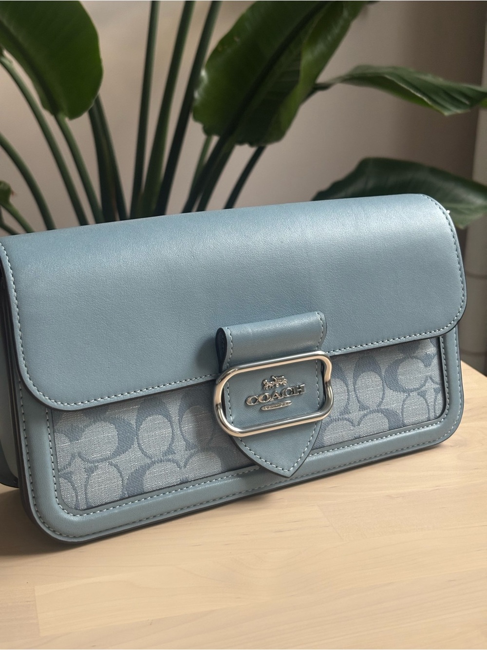 COACH Morgan Shoulder Bag in Signature Chambray with Silver Hardware